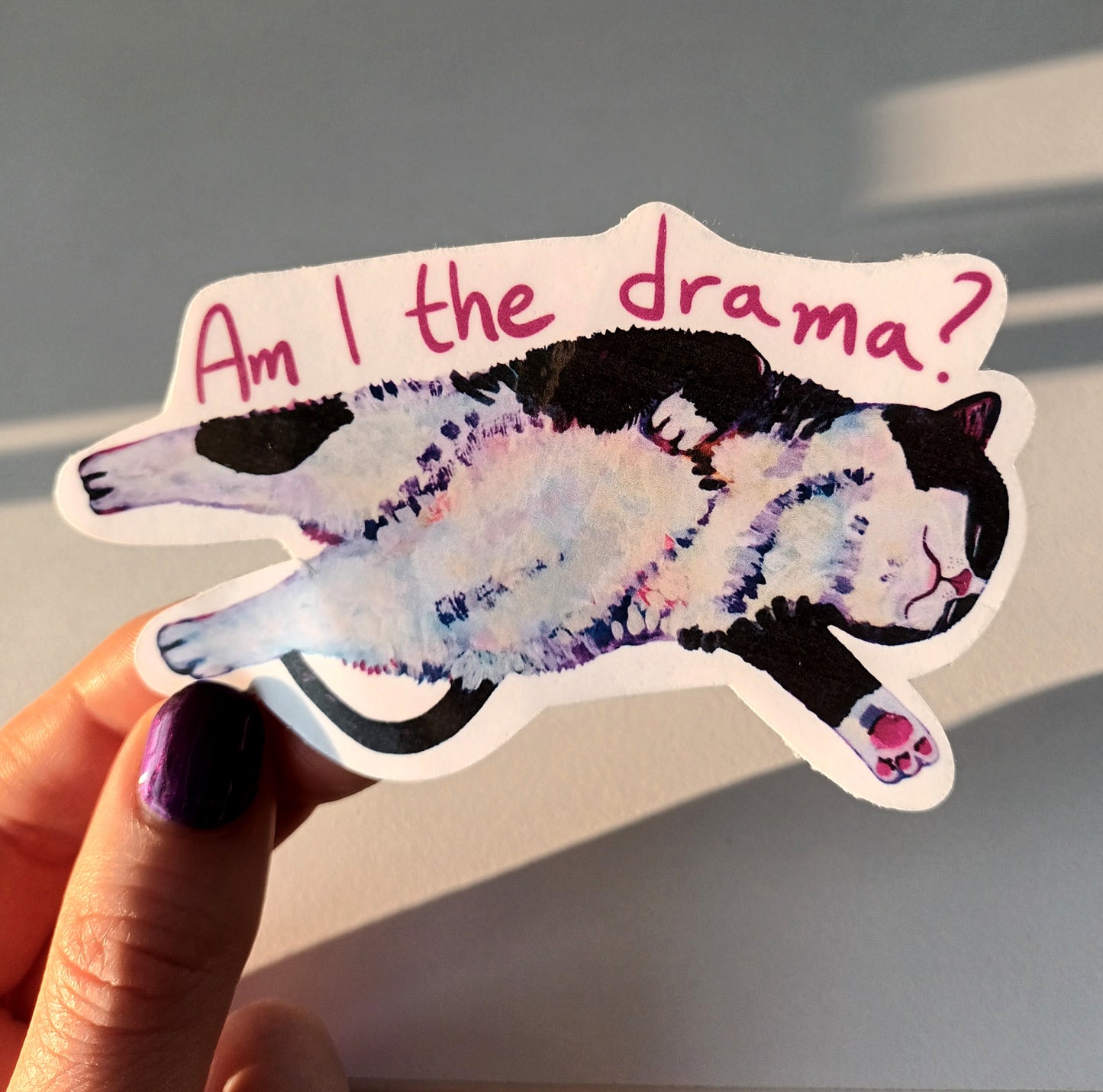 Am I the Drama? Funny Cat Sticker – Cute & Waterproof Vinyl Decal