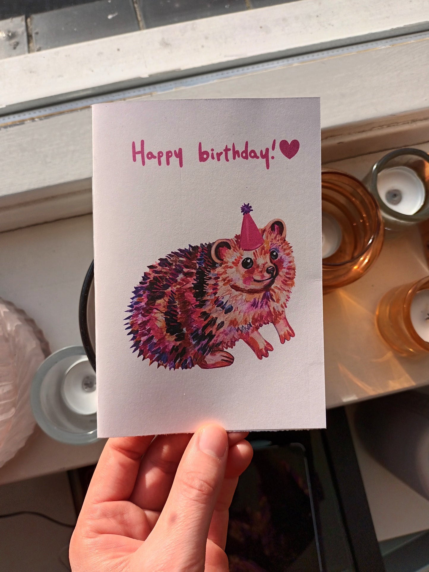 Happy Birthday Hedgehog Card – Cute Animal Greeting Card