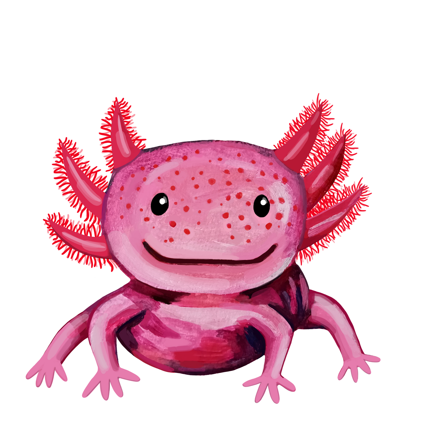 Hand-painted pink axolotl vinyl sticker, waterproof and scratch-resistant, approx. 7.5 x 6.8 cm, perfect for decorating personal items