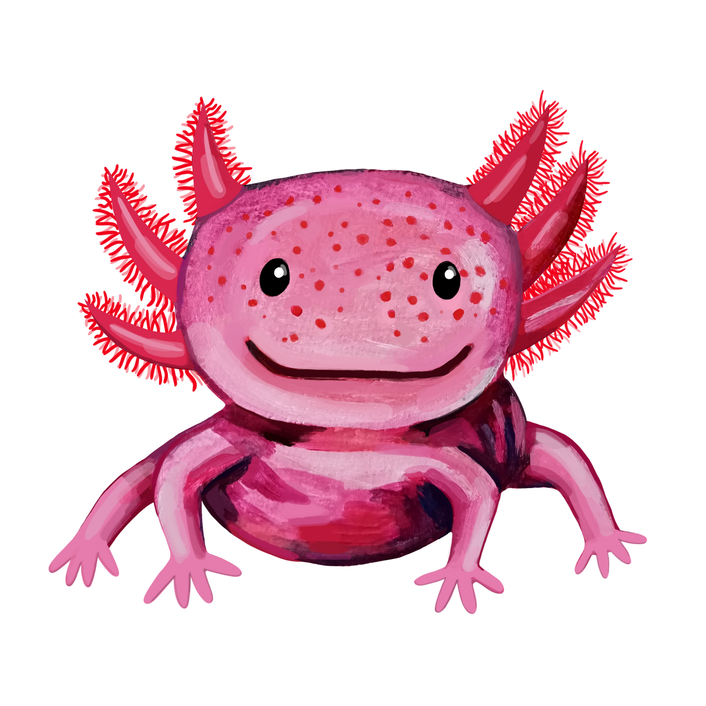 Hand-painted pink axolotl vinyl sticker, waterproof and scratch-resistant, approx. 7.5 x 6.8 cm, perfect for decorating personal items