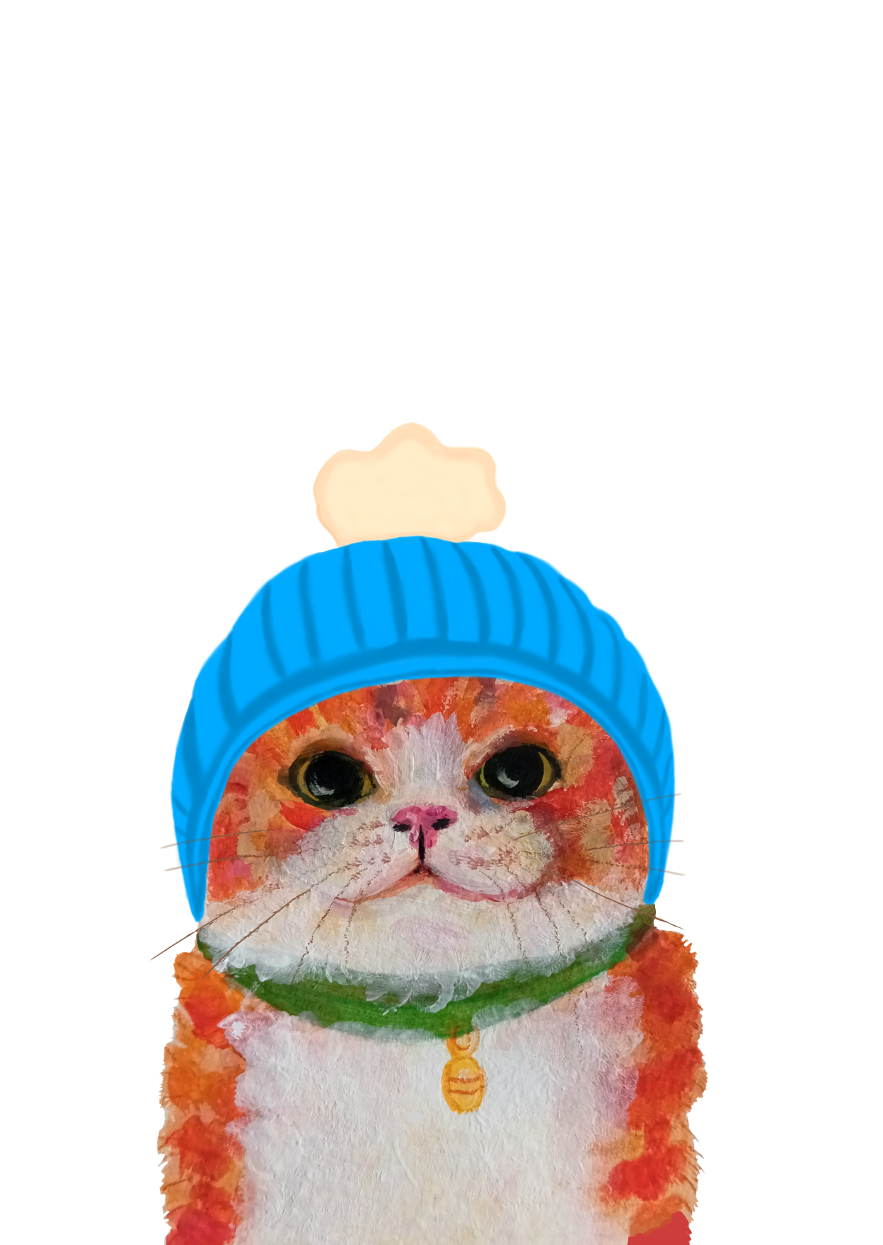 Cute cat with beanie sticker, hand-drawn illustration, waterproof vinyl decal design