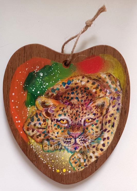 "Wild hart" Schilderij op een houten hart