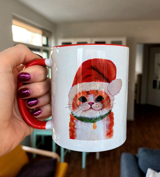 Cat Christmas Mug - Handmade Christmas Mug