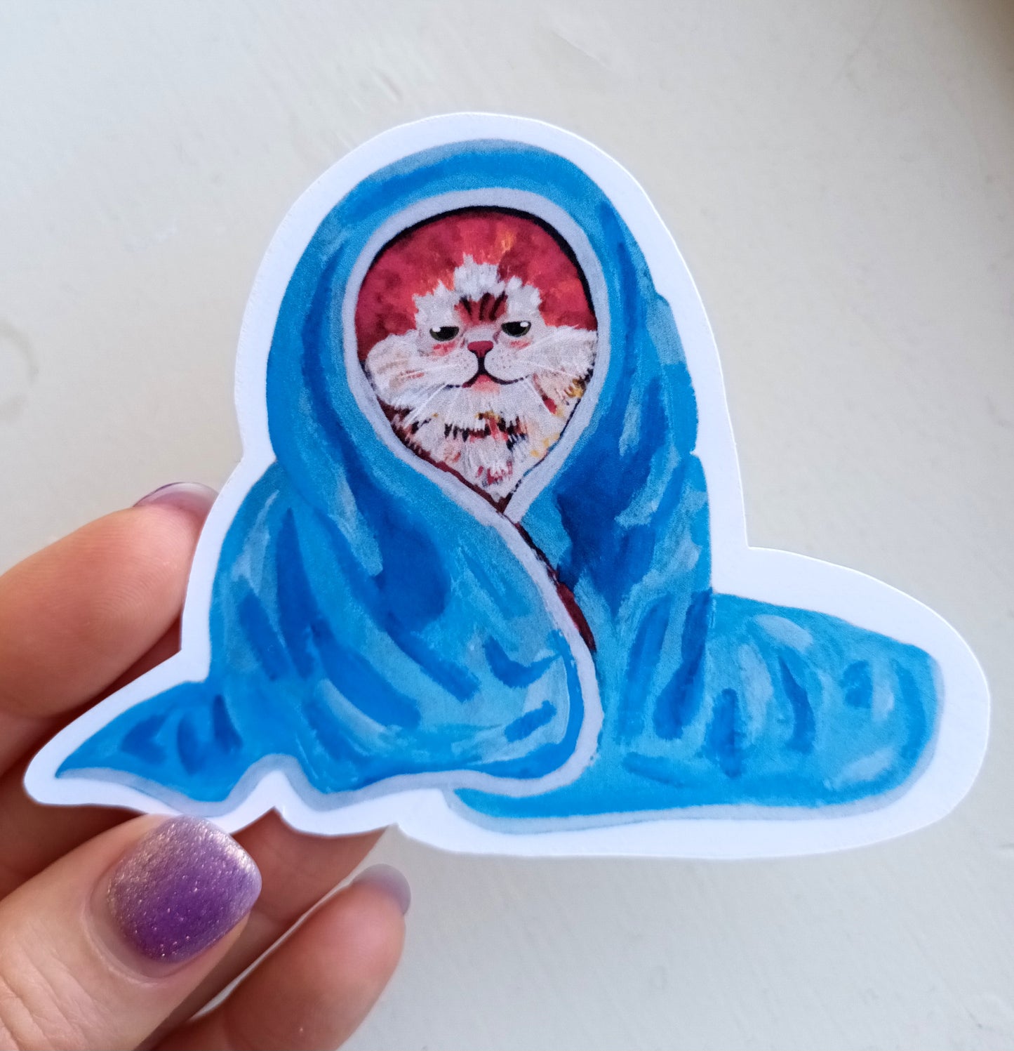 Cat with blanket sticker