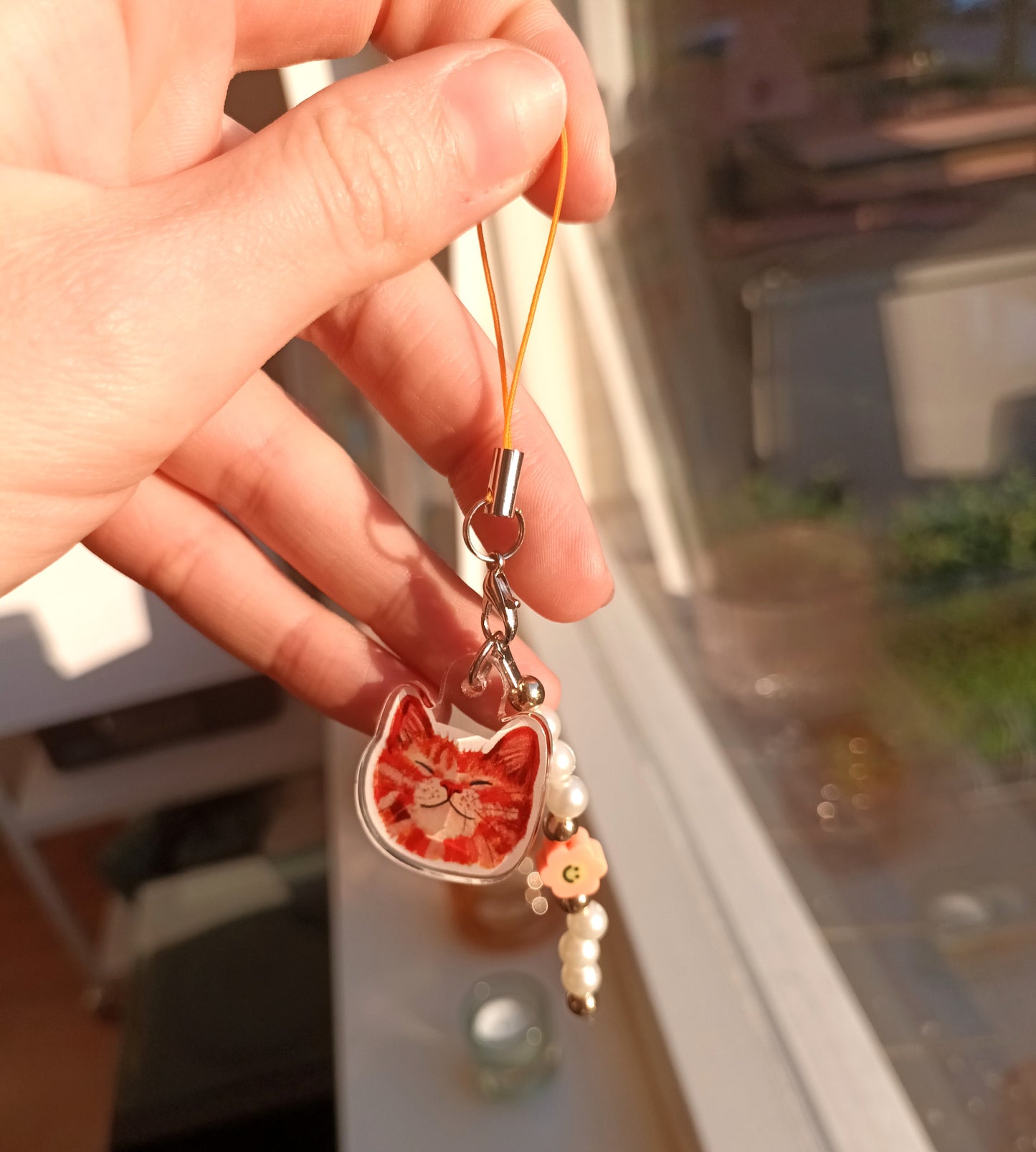 Cute Orange Cat Phone Charm – Handmade Cat Charm