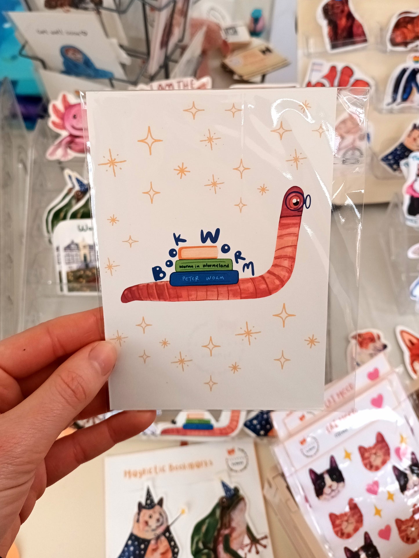Book Worm Postcard – Original Illustration Card