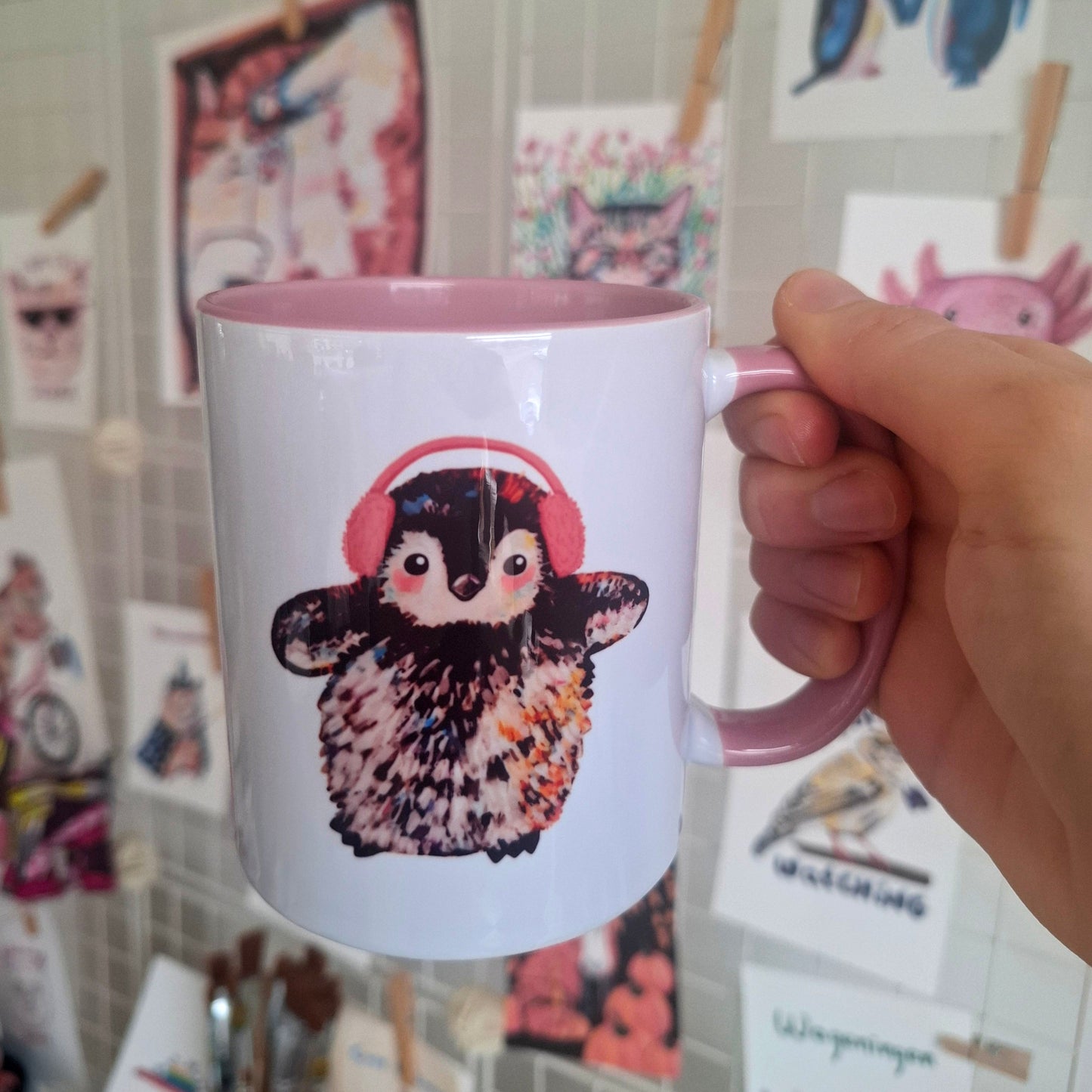 Cute Penguin with Ear Muffs Mug - Handmade Ceramic | Winter Collection