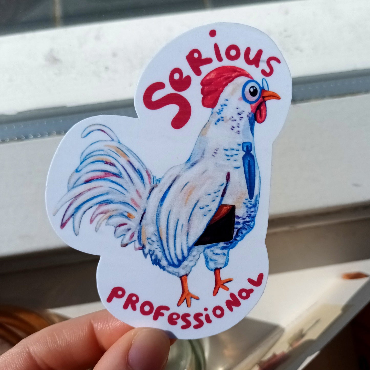 Pip the Professional Chicken Sticker – Handmade Waterproof Vinyl