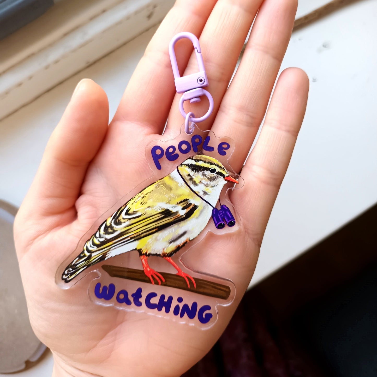 People Watching Bird Charm - Large Acrylic Keychain