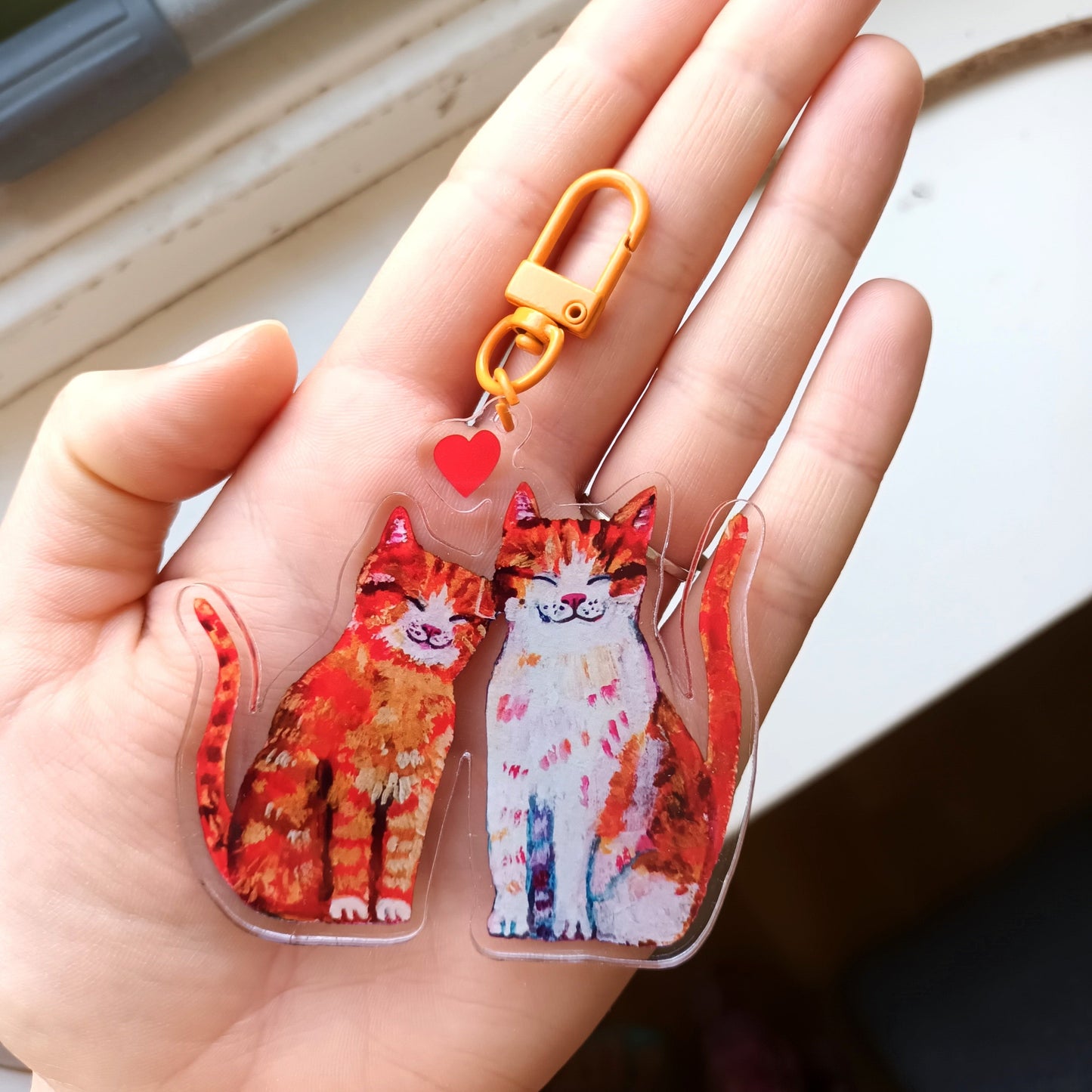Cats in Love Charm - Large Acrylic Keychain