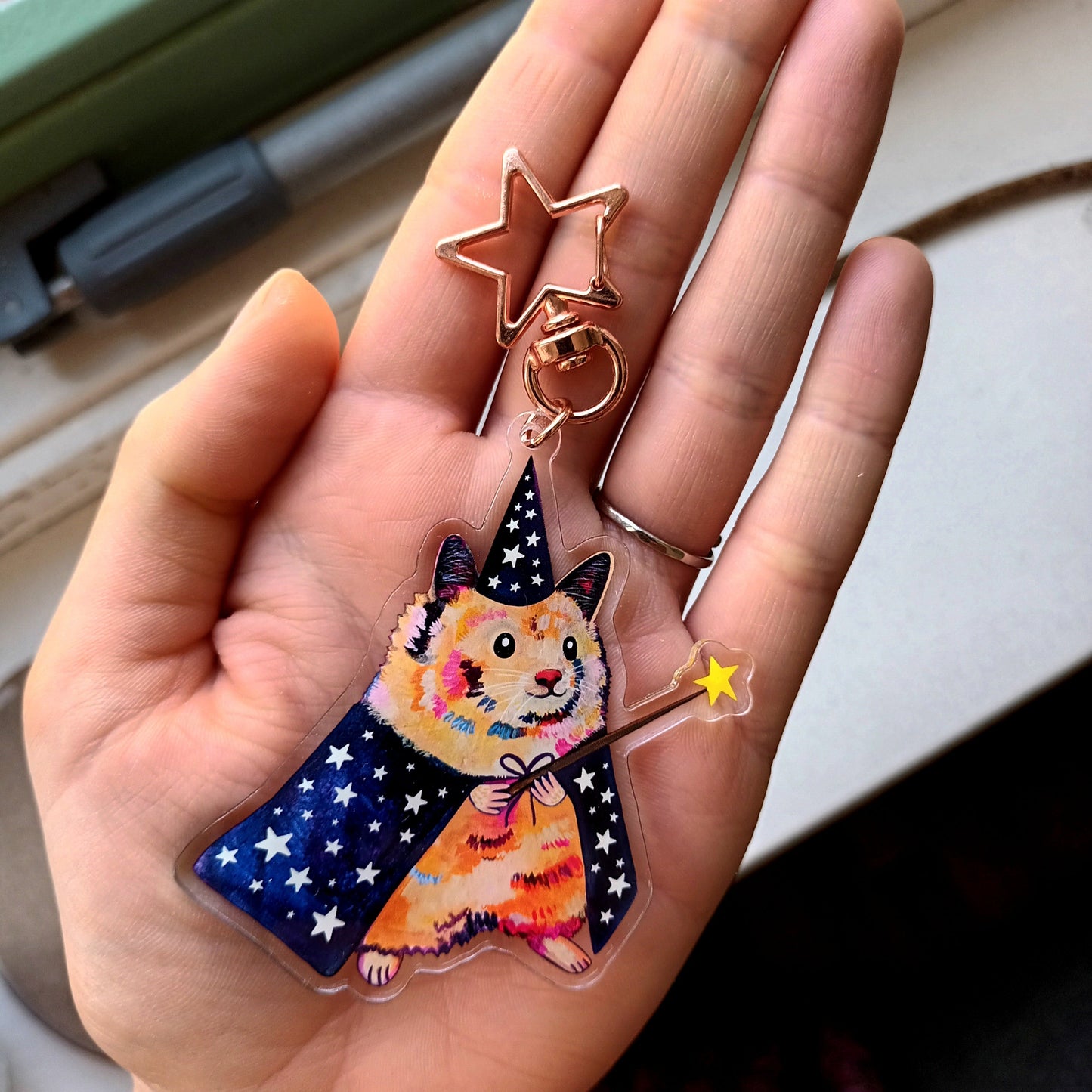 Hamster Wizard Charm - Large Acrylic Keychain