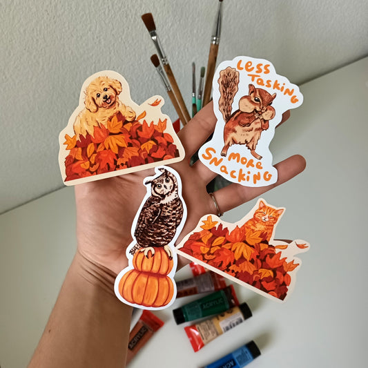 Fall Collection Sticker Pack- Handmade Waterproof Vinyl Stickers