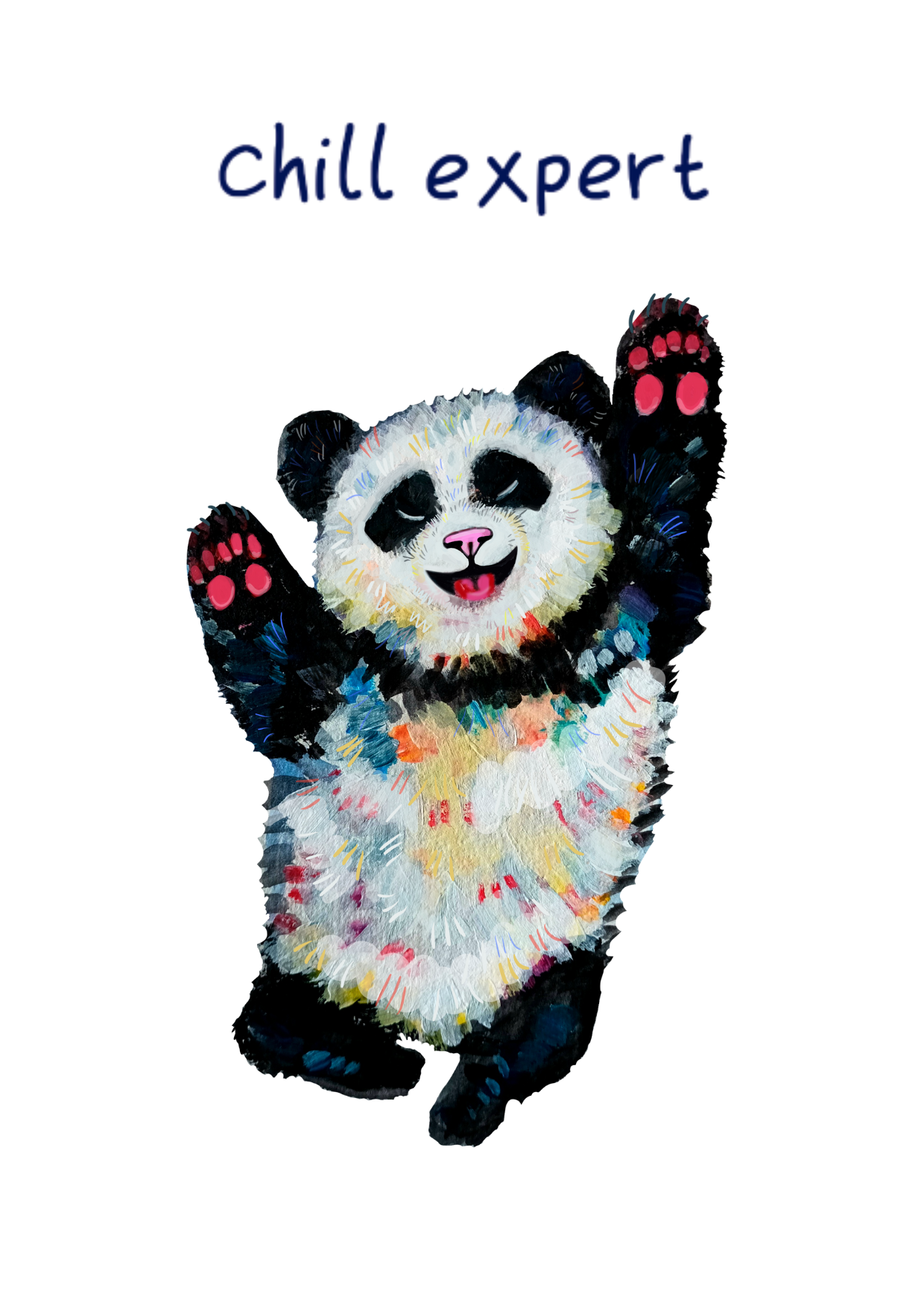 Handmade greeting card featuring a cute panda with the caption 'Chill Expert', printed on eco-friendly matte paper.