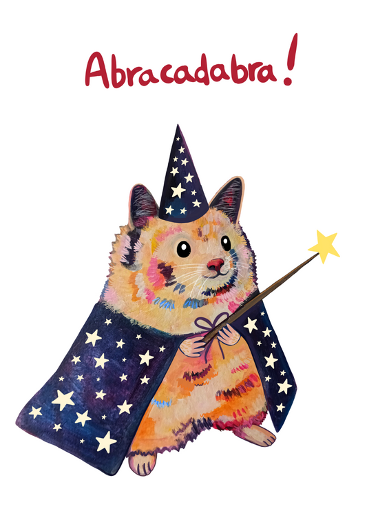 Hamster Magician Postcard - Cute Art Card
