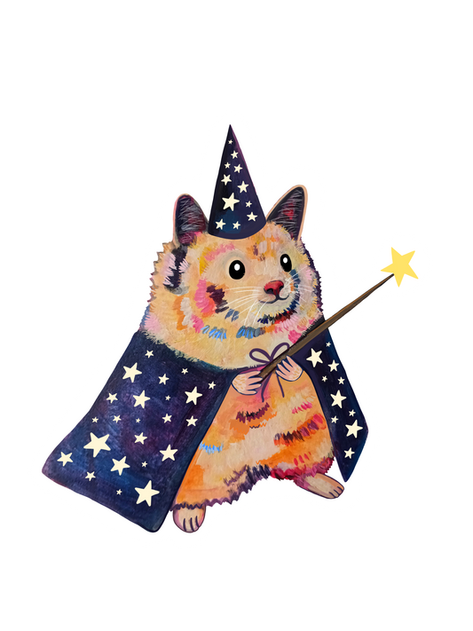Hamster Magician Sticker - Handmade Waterproof Vinyl