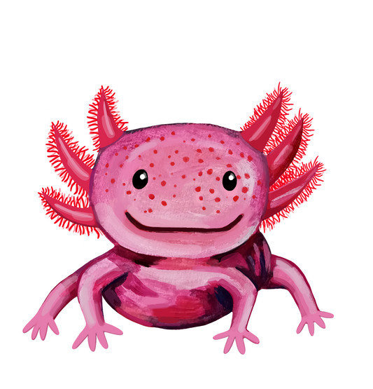 Hand-painted pink axolotl vinyl sticker, waterproof and scratch-resistant, approx. 7.5 x 6.8 cm, perfect for decorating personal items