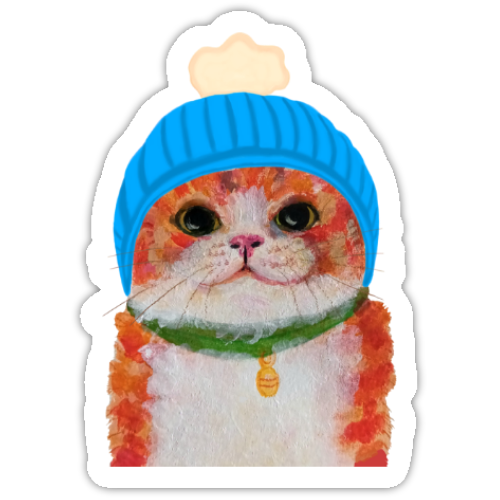 Cat with a beanie sticker