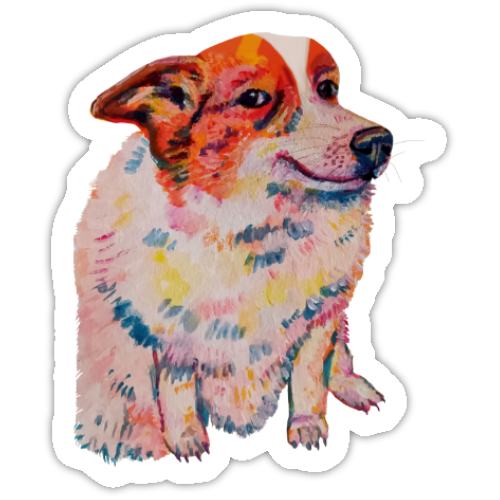 Funny side-eye dog sticker, hand-drawn illustration, waterproof vinyl decal