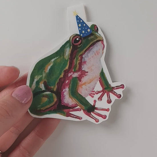 Handmade magnetic bookmark featuring a smiling green frog – cute and compact gift for readers and frog fans video